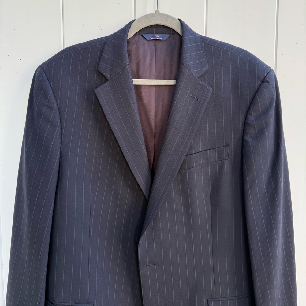 Brooks Brothers 346 Men’s 42L Navy Pinstripe Blazer Wool Blend 2-Button Jacket - Picture 3 of 8